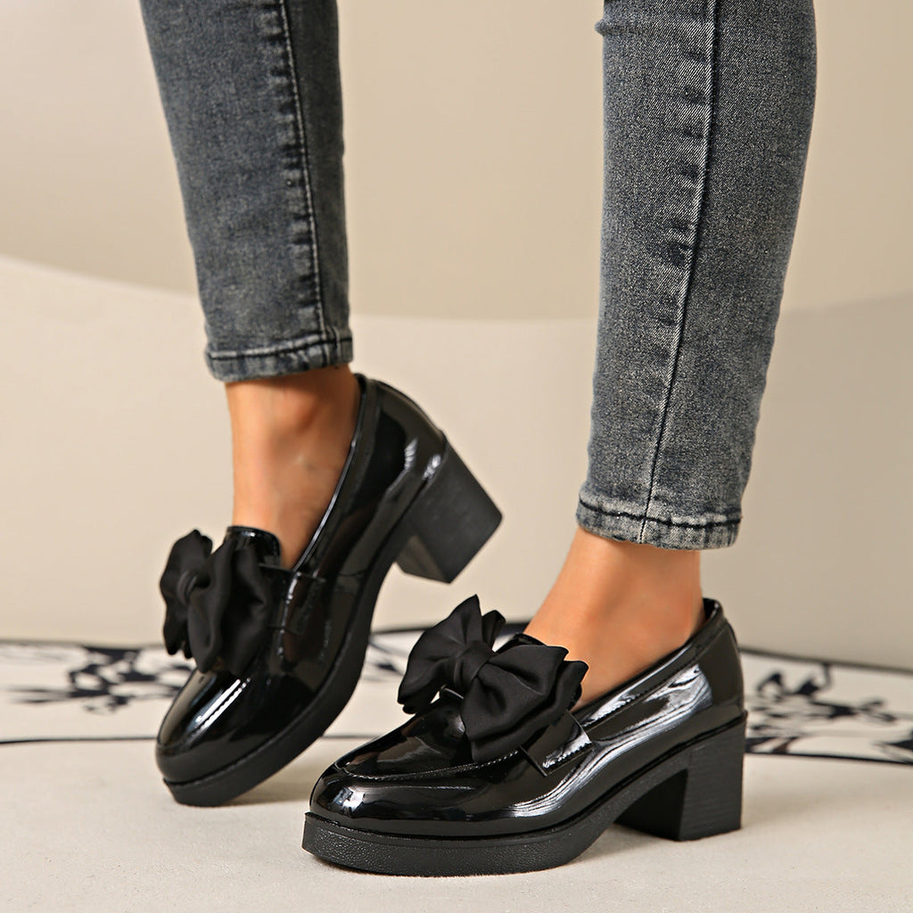 Women's Bowtie Platform Slip-On Dress Pumps